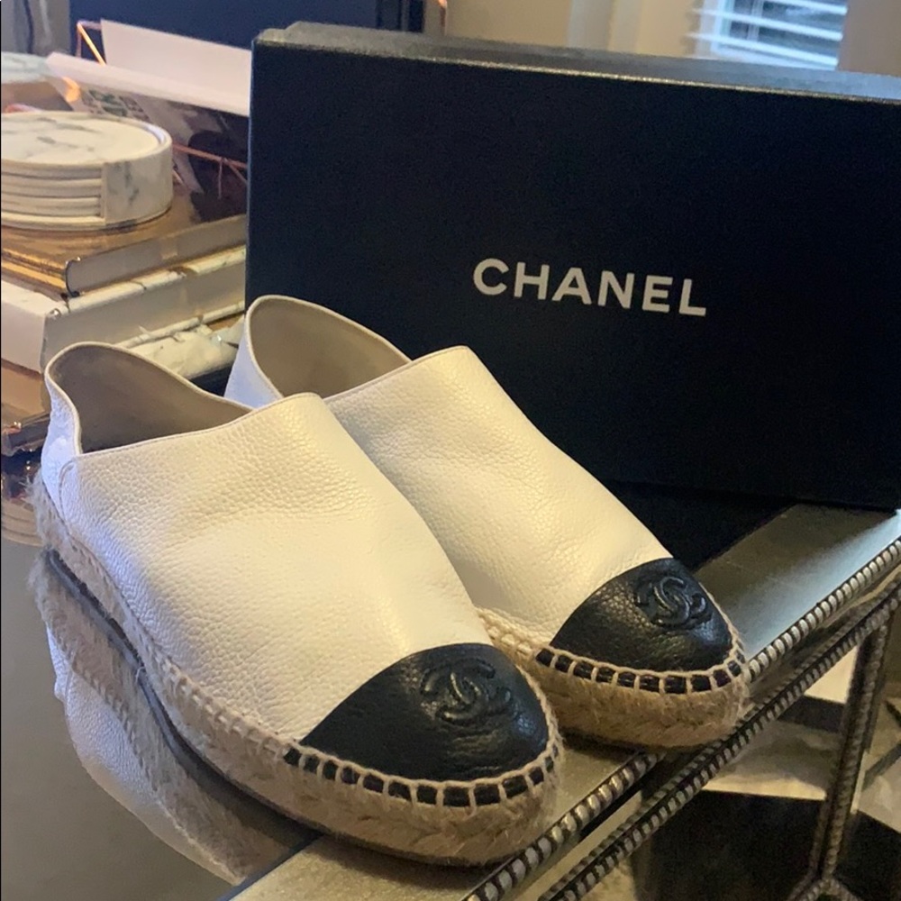 Limited edition black and white Chanel espadrille
